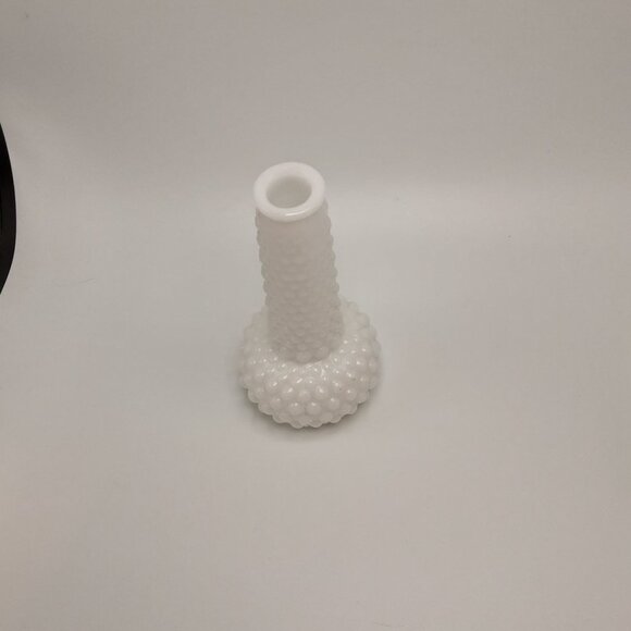 Hobnail Milk Glass Crane Neck Bubble Base Bud Vase - Picture 6 of 13